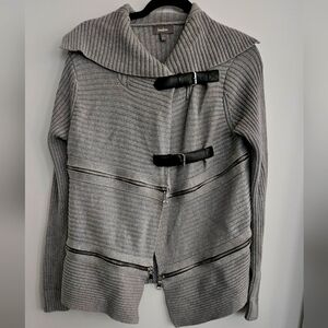 Neiman Marcus Cardigan Wrap Sweater Jacket Small Ribbed Cotton Knitwear